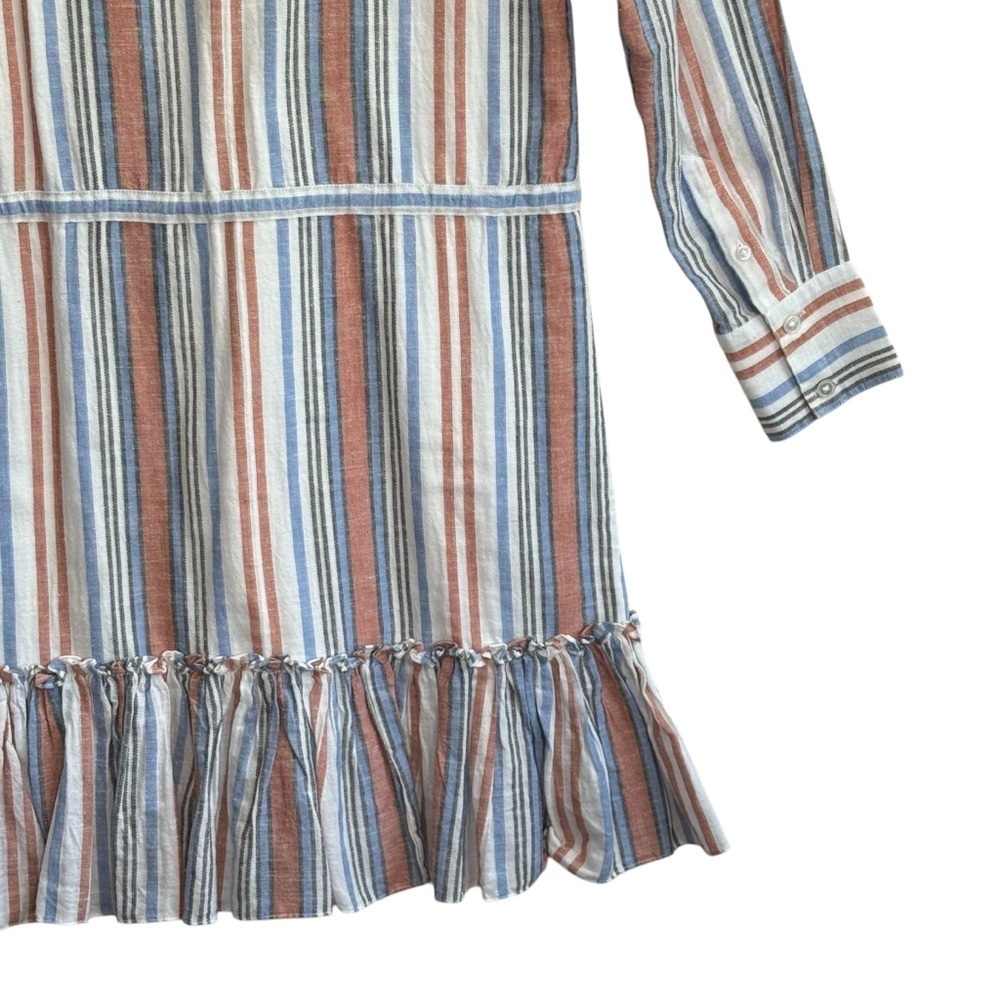 Veronica Beard Ardith Ruffled Striped Cotton Mini Shift Dress. Size XS - Picture 12 of 15